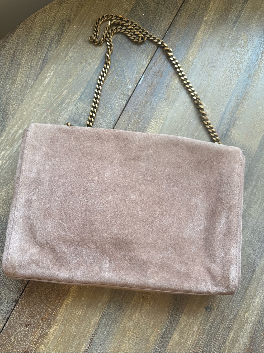 Authentic Saint Laurent Medium Kate Reversible Suede Leather Shoulder Bag Blush - Picture 3 of 16